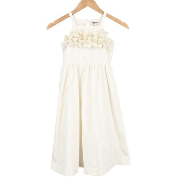 J.Crew Crewcuts Collection Floral Applique Midi Dress Sateen Cotton Ivory 7 NWT - Picture 1 of 7